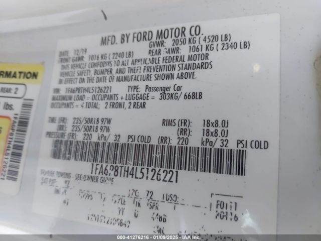1FA6P8TH4L5126221 Ford Mustang Ecoboost Premium Fastback