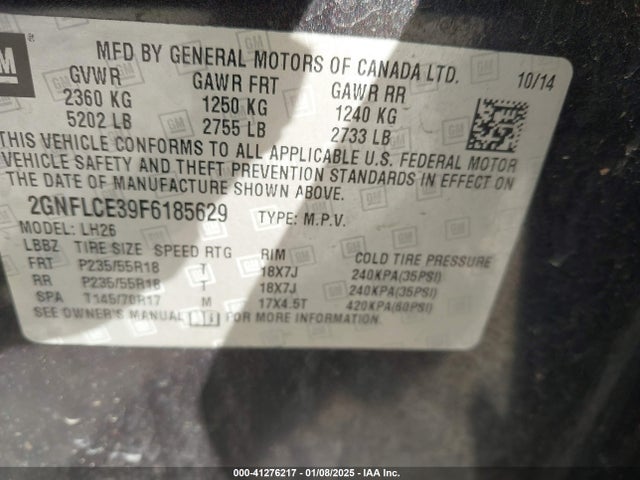 Chevrolet Equinox 2lt 2015 2GNFLCE39F6185629 Image 9
