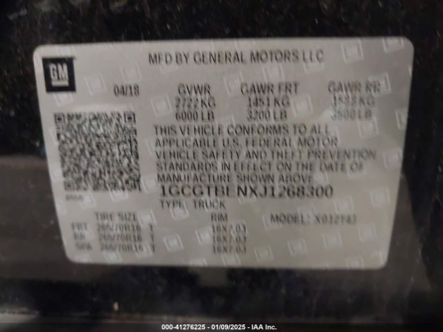 1GCGTBENXJ1268300 Chevrolet Colorado Wt
