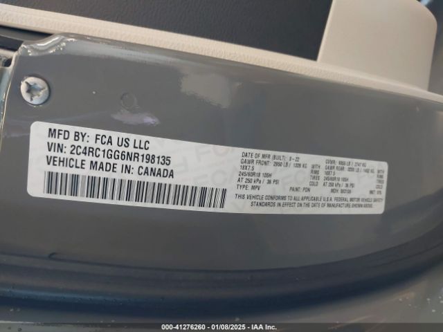 2C4RC1GG6NR198135 Chrysler Pacifica Limited