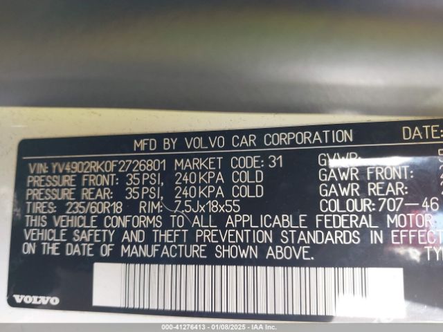 2015 VOLVO XC60 YV4902RK0F2726801 Photo 8