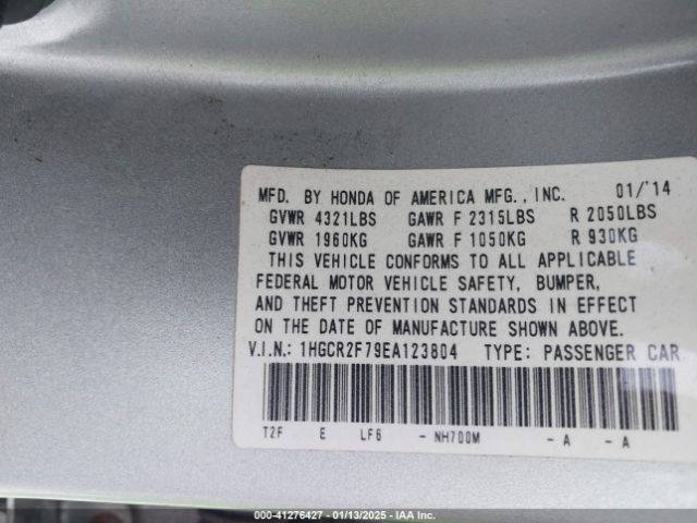 1HGCR2F79EA123804 Honda ACCORD EX