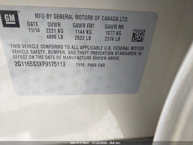 2G1165S3XF9175113 Chevrolet IMPALA 2LZ