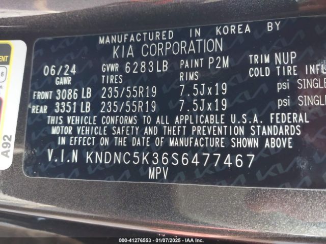 KNDNC5K36S6477467 KIA Carnival Mpv Ex