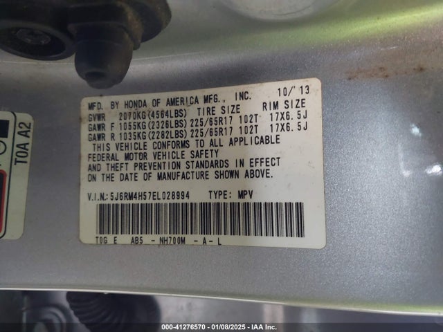 Honda CR-V EX 2014 5J6RM4H57EL028994 Image 9