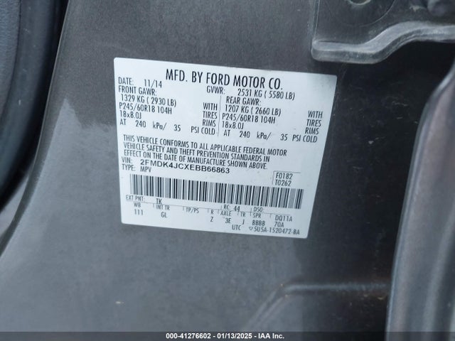 Ford EDGE SEL 2014 2FMDK4JCXEBB66863 Image 9