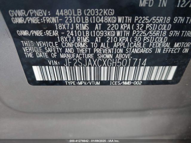 JF2SJAXCXGH501714 Subaru Forester 2.5i Touring