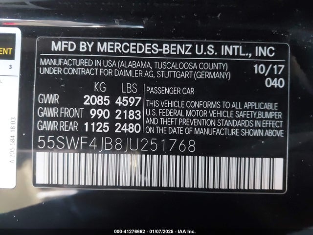 55SWF4JB8JU251768 Mercedes-Benz C 300