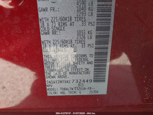 Nissan ROGUE SV 2019 5N1AT2MTXKC732449 Image 9