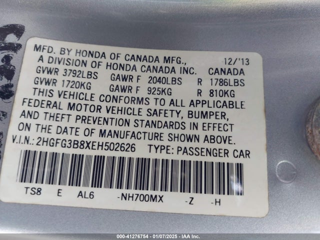 2HGFG3B8XEH502626 Honda CIVIC EX