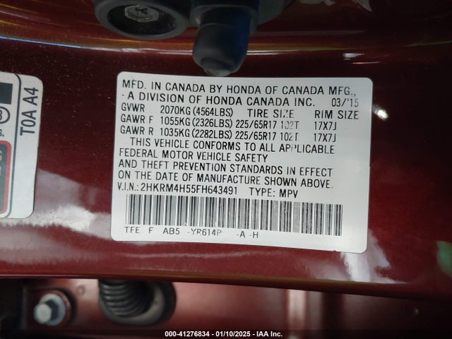 Honda CR-V EX 2015 2HKRM4H55FH643491 Image 9