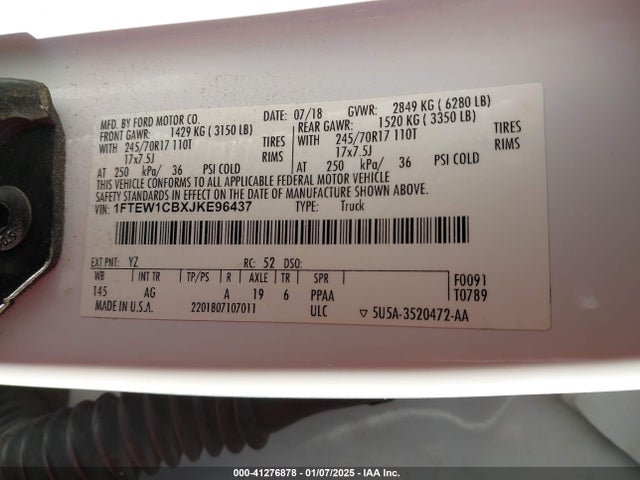 Ford F-150 Xl 2018 1FTEW1CBXJKE96437 Image 9