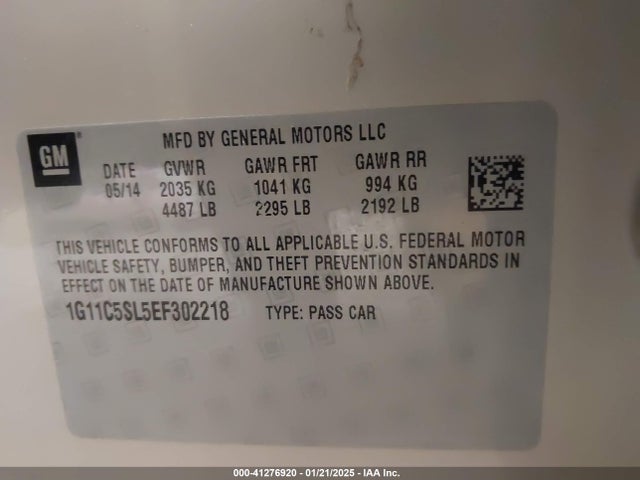 Chevrolet MALIBU 1LT 2014 1G11C5SL5EF302218 Image 9