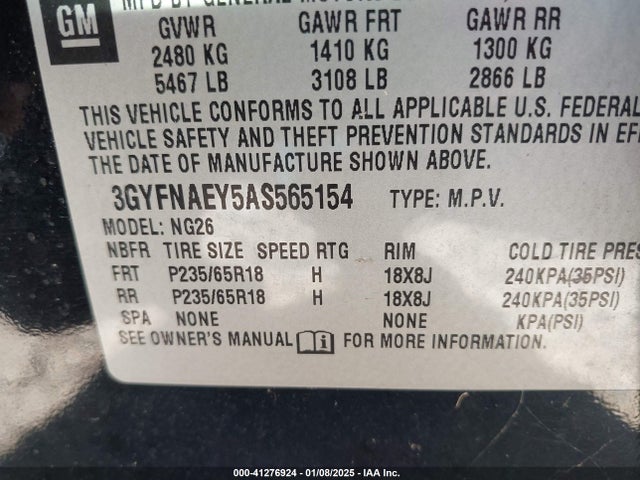 2010 CADILLAC SRX 3GYFNAEY5AS565154 Photo 8