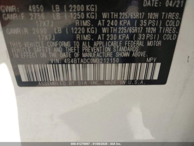 4S4BTADC0M3212150 Subaru Outback Premium