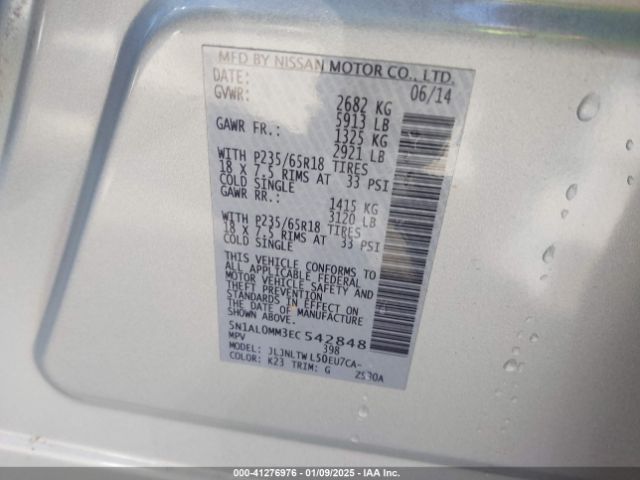 5N1AL0MM3EC542848 Infiniti QX60