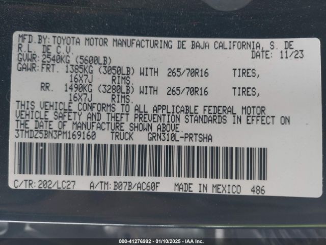 3TMDZ5BN3PM169160 Toyota Tacoma Trd Off Road