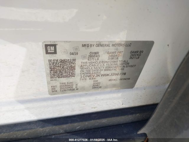 1GNEVJKW6KJ290778 Chevrolet Traverse Rs