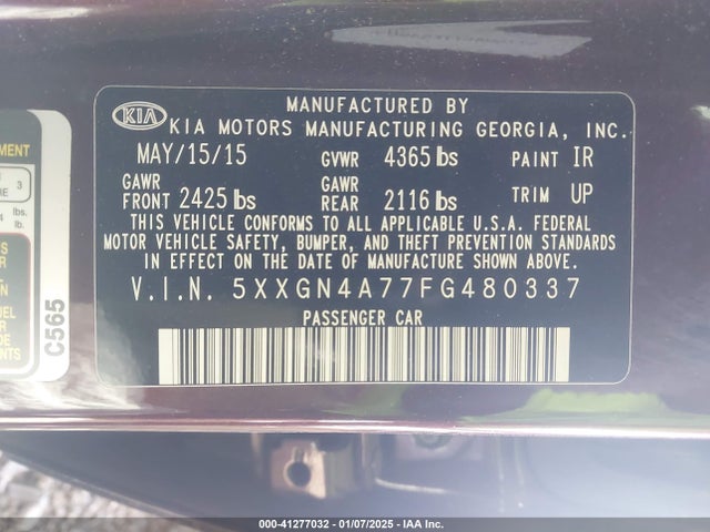 KIA OPTIMA EX 2015 5XXGN4A77FG480337 Image 9