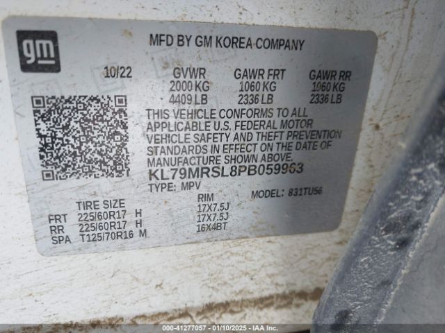 KL79MRSL8PB059963 Chevrolet Trailblazer Awd Lt