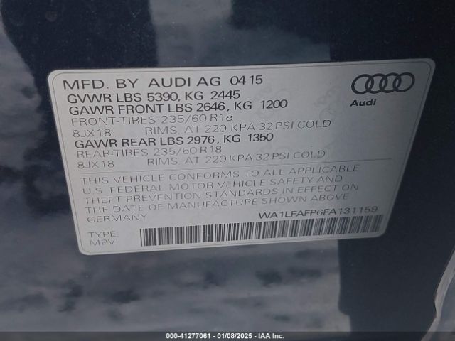 WA1LFAFP6FA131159 Audi Q5 2.0t Premium