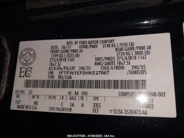 Ford F-150 Xlt 2017 1FTFW1EF0HKE27867 Image 9