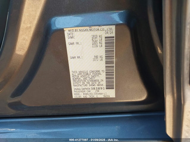 Nissan Altima 2.5 S 2014 1N4AL3APXEN383891 Image 9