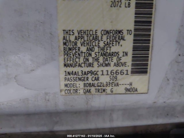 1N4AL3AP9GC116661 Nissan Altima 2.5 S