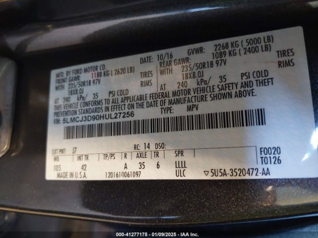 5LMCJ3D90HUL27256 Lincoln Mkc Reserve