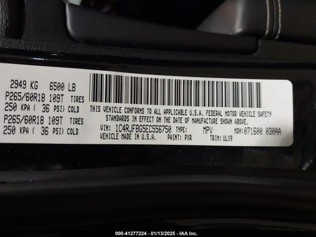 Jeep Grand Cherokee Limited 2014 1C4RJFBG5EC556750 Image 9