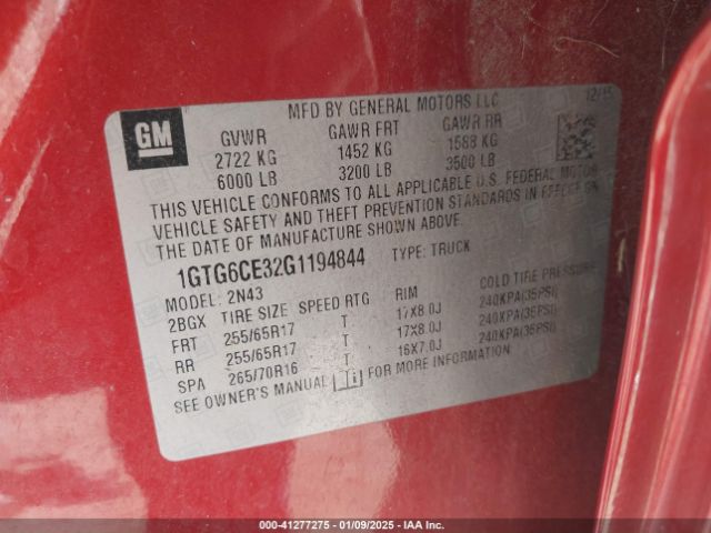 1GTG6CE32G1194844 GMC CANYON SLE