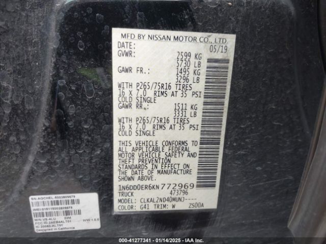 1N6DD0ER6KN772969 Nissan Frontier Desert Runner