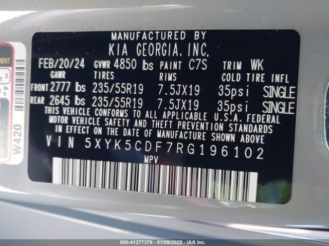 5XYK5CDF7RG196102 KIA Sportage Sx-prestige