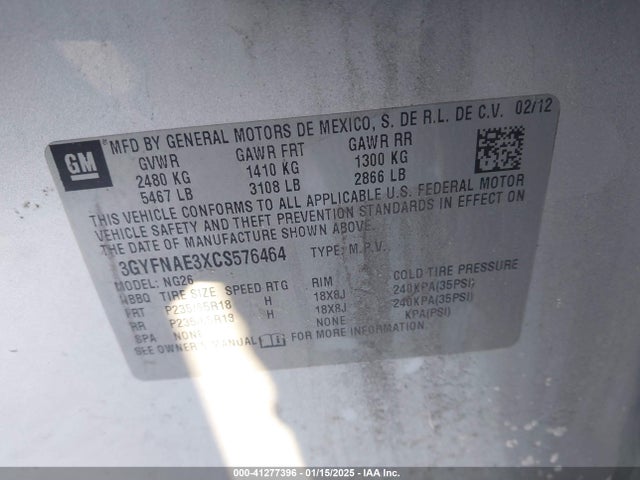 2012 CADILLAC SRX 3GYFNAE3XCS576464 Photo 8