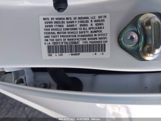 Honda Civic Ex-l 2020 19XFC1F76LE209847 Image 9