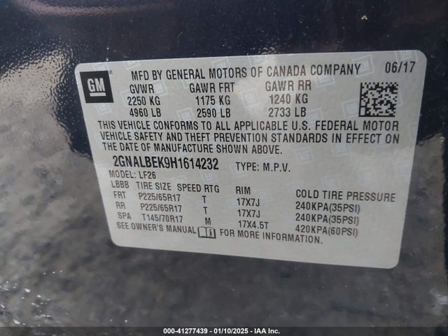 2GNALBEK9H1614232 Chevrolet EQUINOX LS
