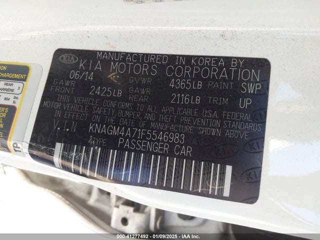 KIA Optima Lx 2015 KNAGM4A71F5546983 Image 9