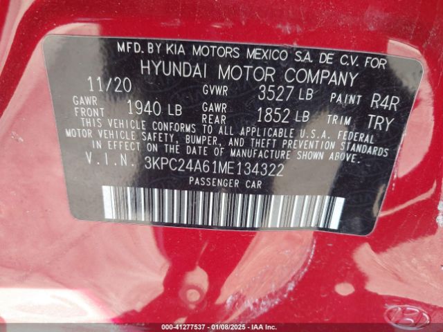 3KPC24A61ME134322 Hyundai ACCENT SE
