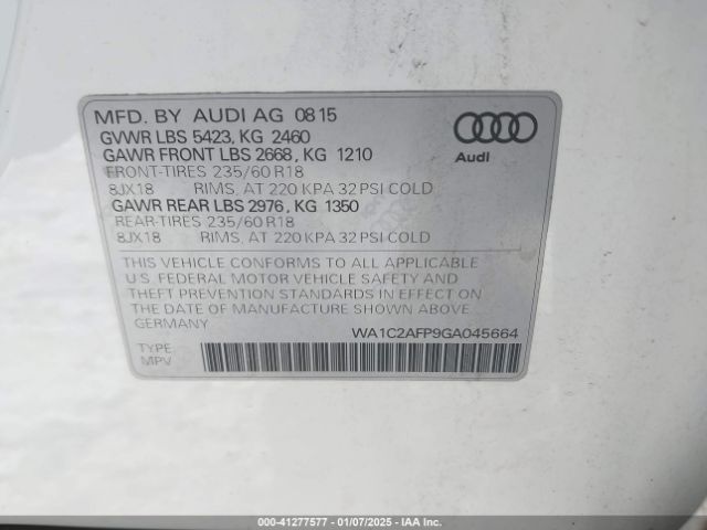 2016 AUDI Q5 WA1C2AFP9GA045664 Photo 8