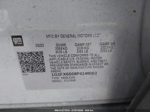 1G1FX6S08P4149063 Chevrolet Bolt Ev Fwd 2lt