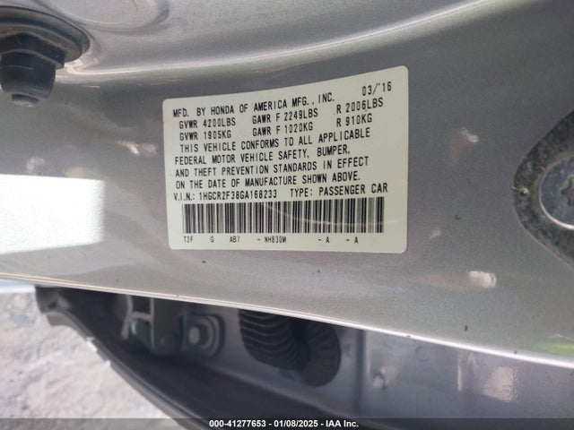 Honda ACCORD LX 2016 1HGCR2F38GA168233 Image 9