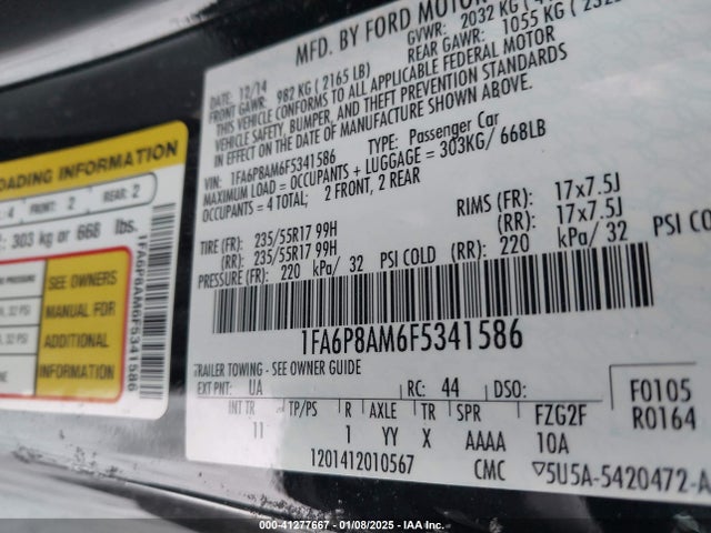 Ford Mustang V6 2015 1FA6P8AM6F5341586 Image 9