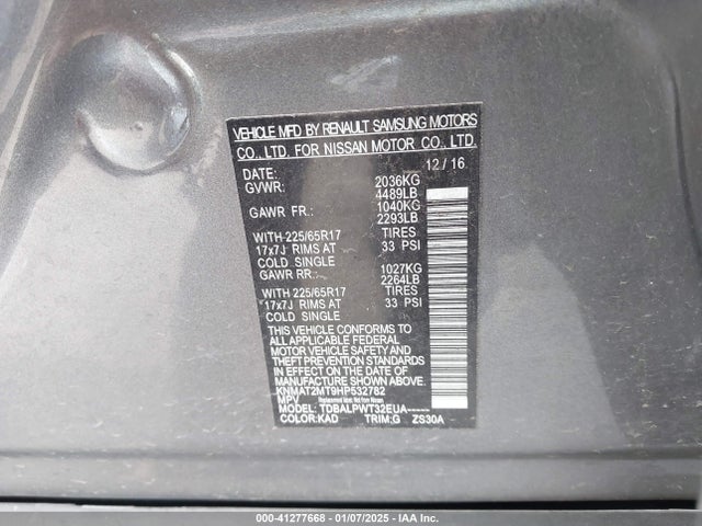 Aukcja sprzedaży 2017 Nissan Rogue S, vin: KNMAT2MT9HP532782, numer aukcji: 41277668