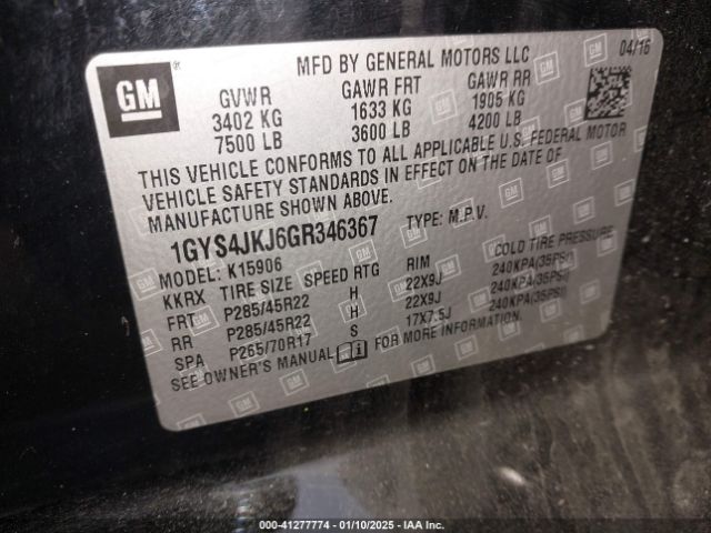 1GYS4JKJ6GR346367 Cadillac Escalade Esv Premium Collection