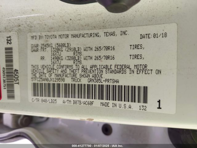 5TFCZ5AN0JX129598 Toyota Tacoma Trd Pro