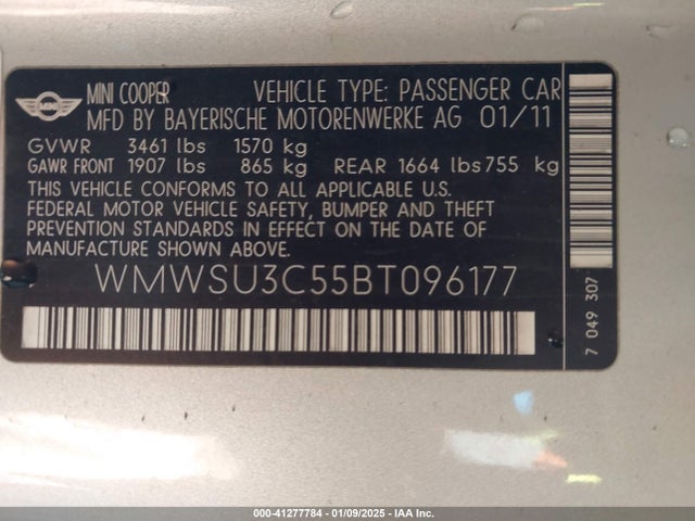 2011 MINI COOPER WMWSU3C55BT096177 Photo 8