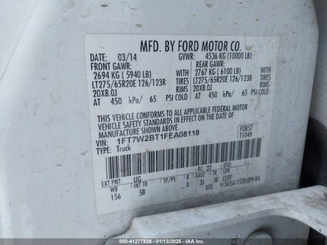 1FT7W2BT1FEA08118 Ford F-250 Lariat