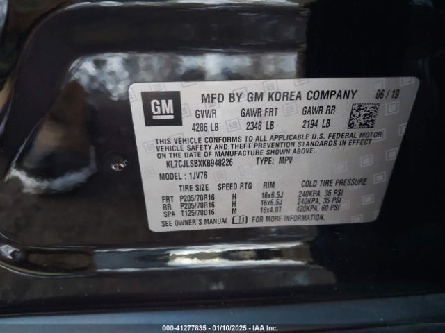 KL7CJLSBXKB948226 Chevrolet Trax Lt