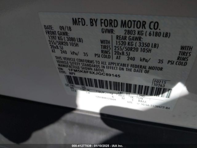 1FM5K8F8XJGC89145 Ford Explorer Limited