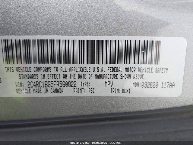 2C4RC1BG5FR560822 Chrysler Town & Country Touring